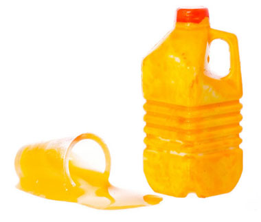 Dollhouse Miniature Spilled Orange Juice, 1/2 Gal
